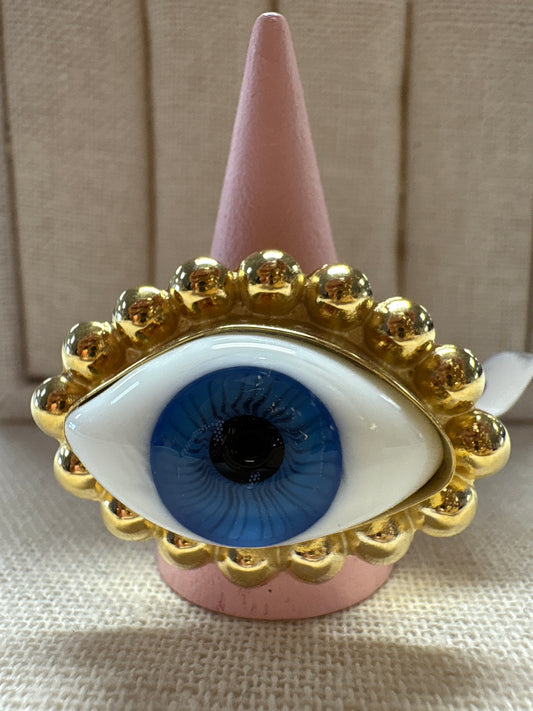 Anillo ojo cristal bordado azul