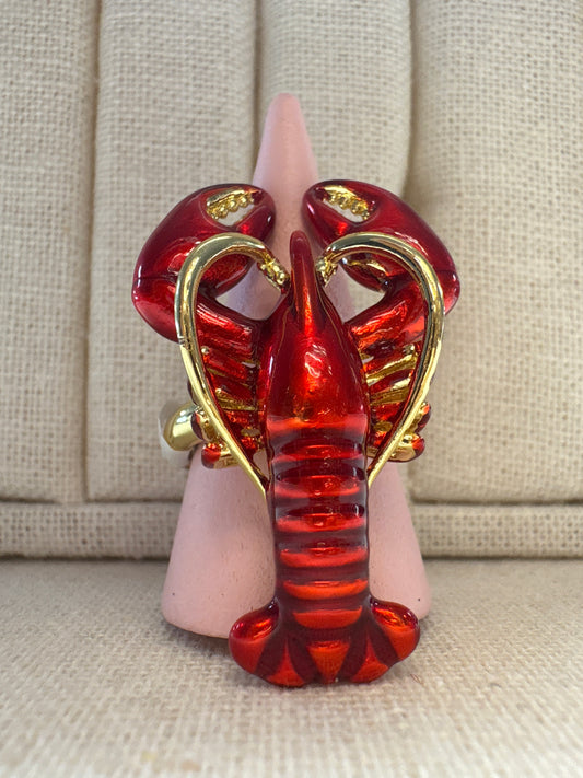 Anillo langosta rojo